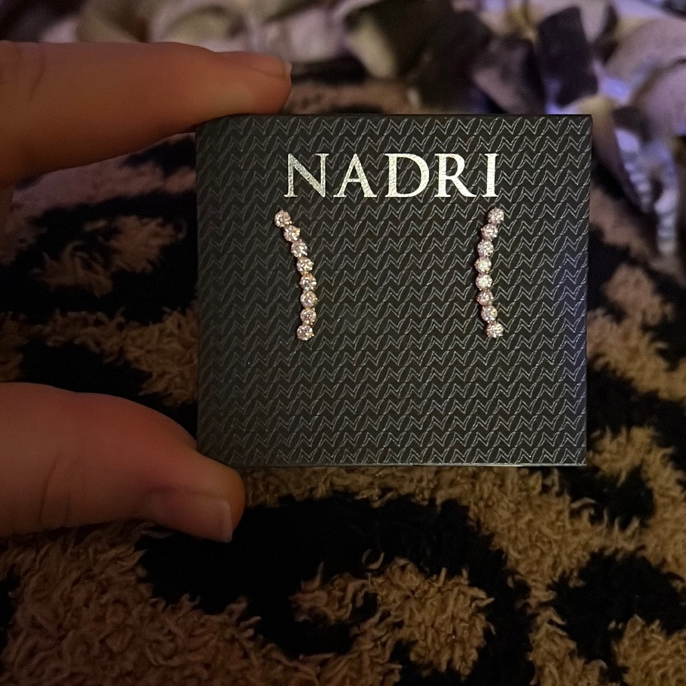 Nadri curved bar stud earrings